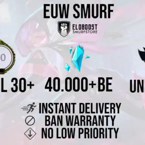 EUW League of Legends LOL Smurf 40K 50K 60K 70K 80K 100K BE IP Level 30  Unranked