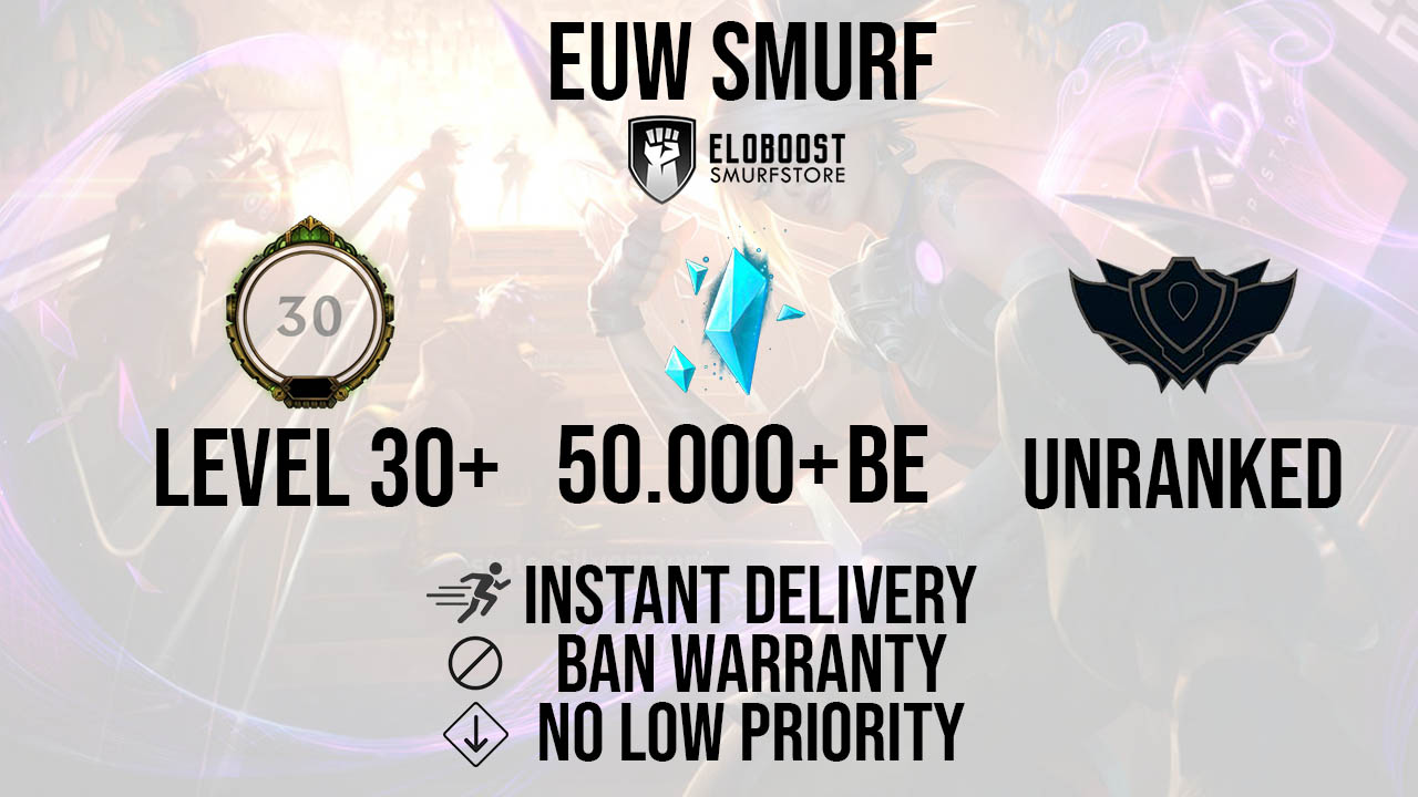 EUNE League of Legends Account LOL Unranked 40K-50K BE Smurf 30 LVL